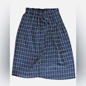 Bohme Skirt Windowpane Plaid Blue Lined Womens Size S